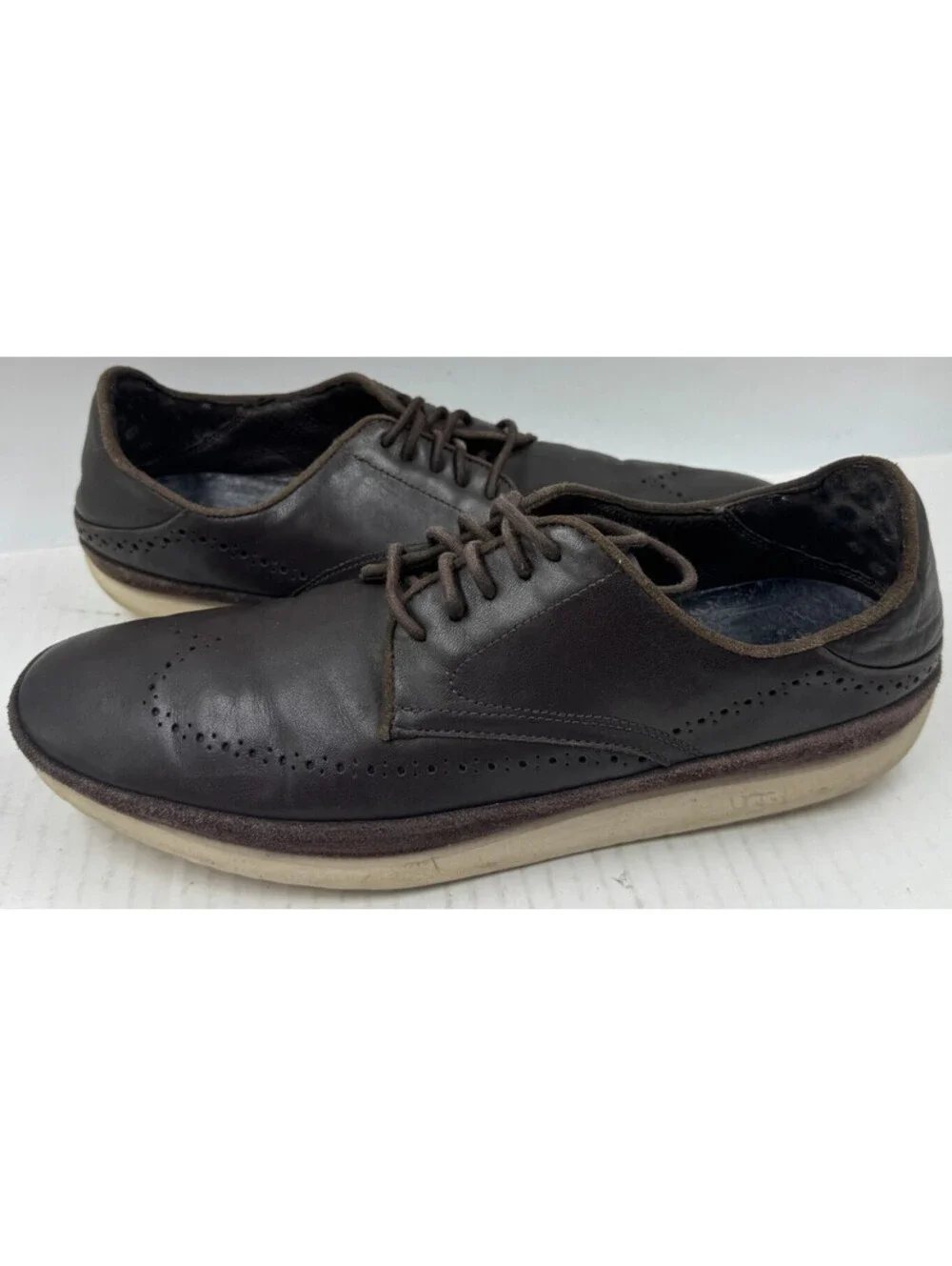 UGG Energ Cali Men's Dress Shoes 12 Brown Leather Lace Up Wingtip Oxford 1090413